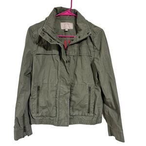 Banana Republic Green Army Jacket Zip Hood Size Small Lightweight Spring Jacket